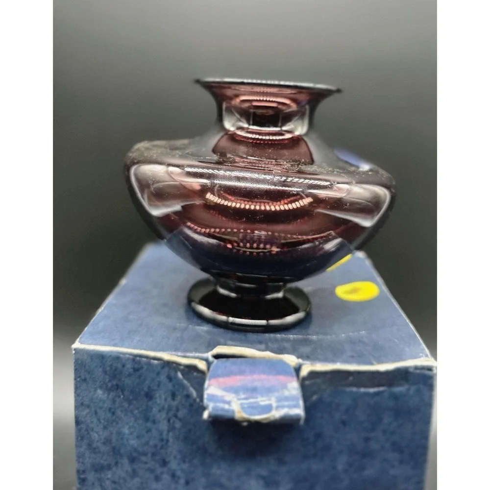 Vintage Royal Copenhagen Art Glassn Crystal Amethyst Purple Vase 4